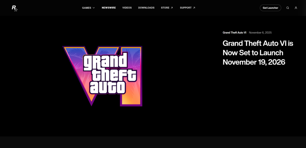 Track GTA 6 release news on Rockstar Newswire